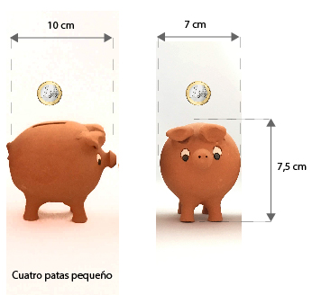 medidas cerdito hucha cuatro patas pequeño